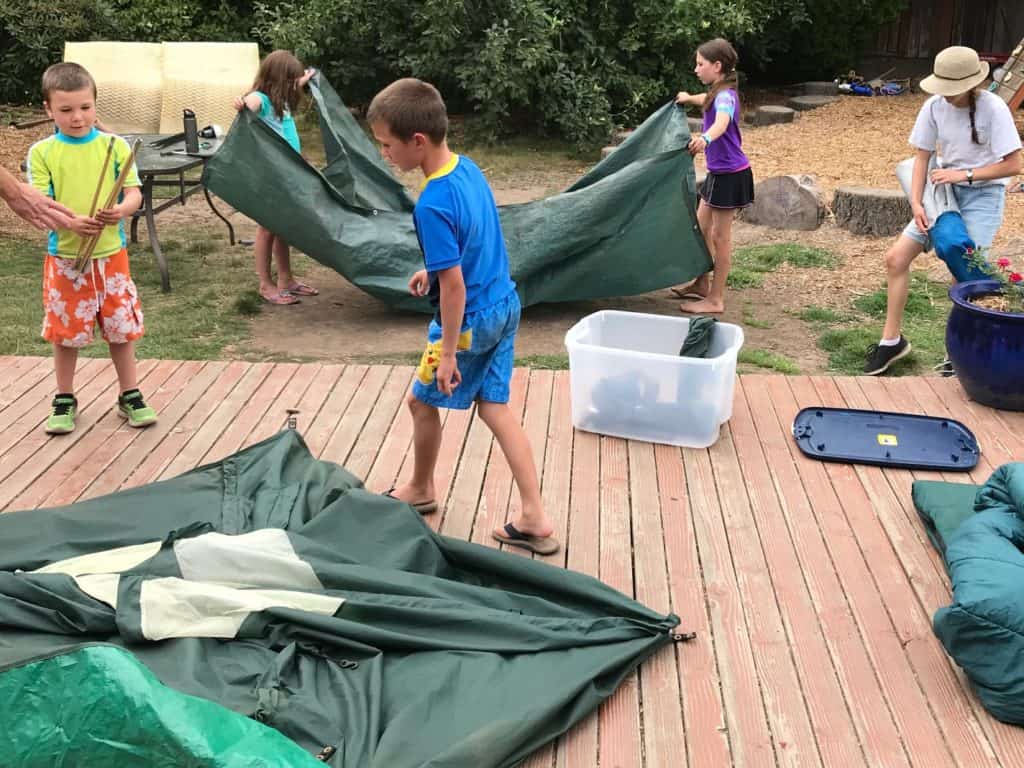 Putting it all away when you get home is another way to involve the kids. Camping ideas for families.
