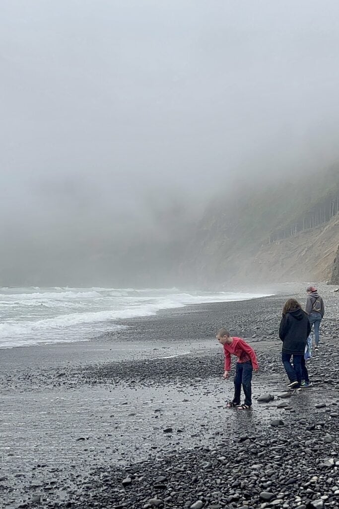 Our kids looking for agates at Short Beach.