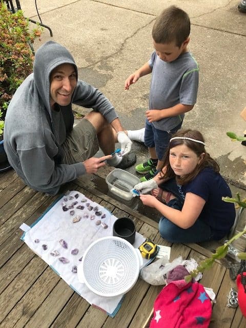 My children and I prepare gemstones to go into another phase of tumbling. Rockhounding and lapidary requires some equipment like rock tumblers.