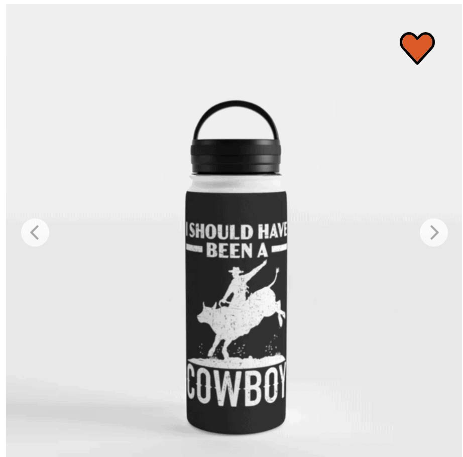 Water bottle with Western art prints. Best cowboy gifts for men.