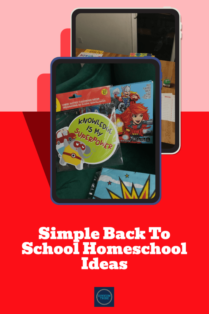 Pinnable image of school supplies and classroom decor. Back to School Homeschool ideas.