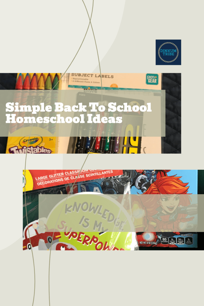 Pinnable image of school supplies and classroom decor. Back to School Homeschool ideas.