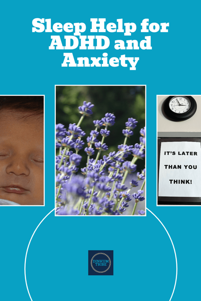 pinnable collage image of Sleep help for adhd and anxiety.