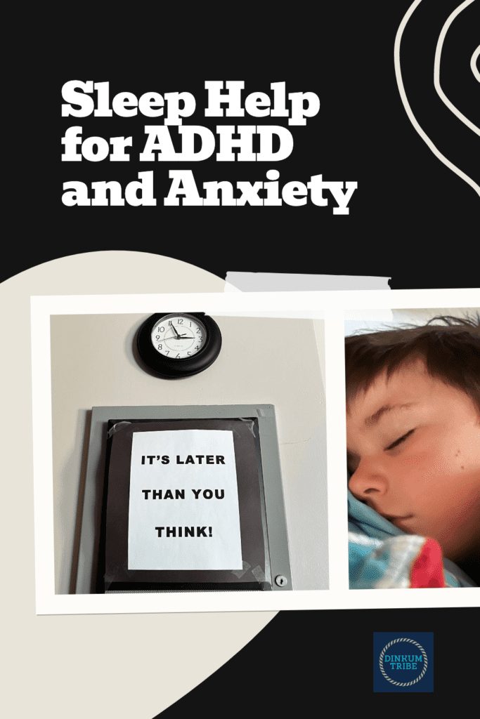 pinnable collage image of Sleep help for adhd and anxiety.