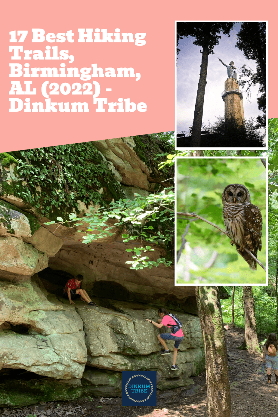 Pinnable collage of images from hiking trails near Birmingham, AL