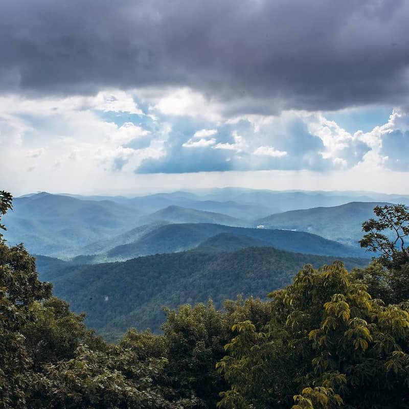 Beautiful wooden mountains sit serenely beneath the clouds on Georgia's part of the Appalachian Trail.
