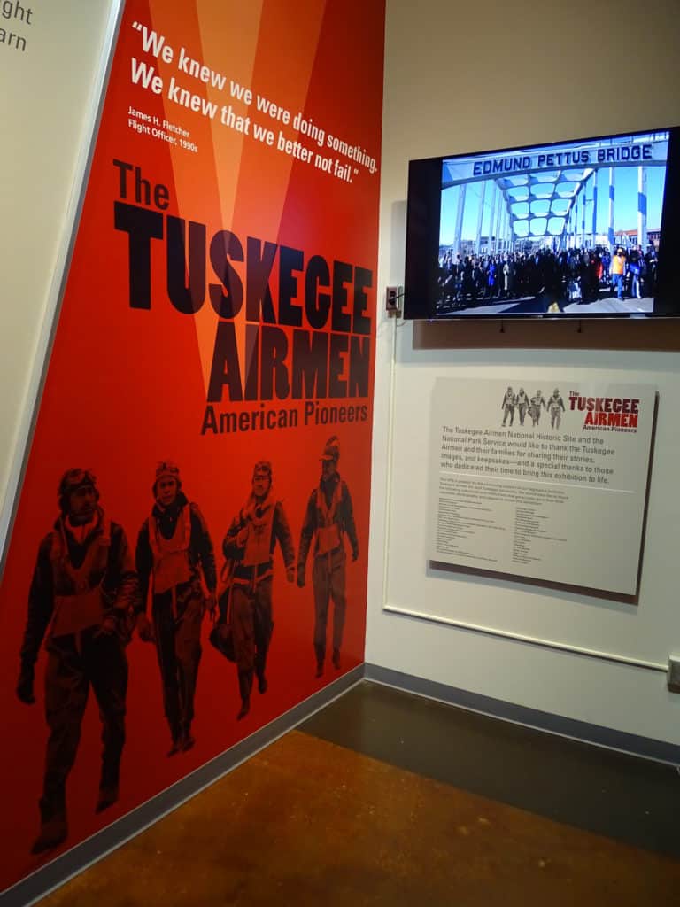 Informational display at the Tuskegee Airmen National Historic Site in Alabama.