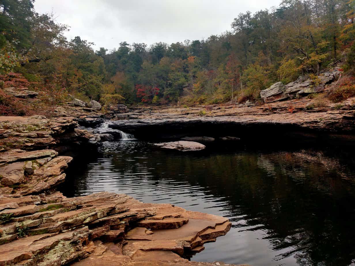 Fall colors and rock formations at  Little River Canyon National Preserve one of the best national parks in Alabama.