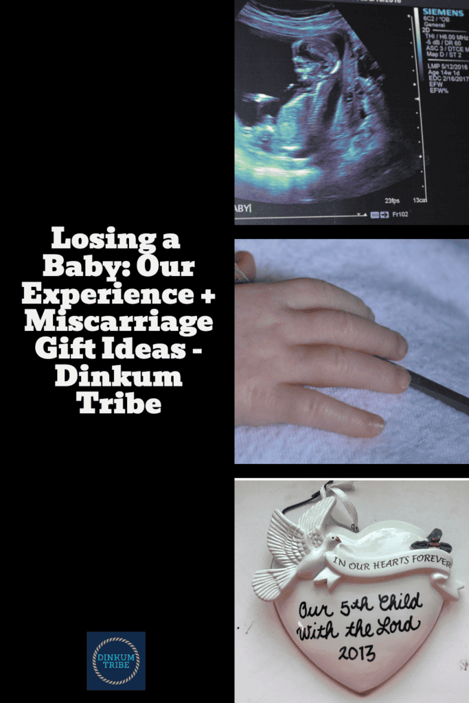 Pinnable collage for losing a baby and miscarriage gift box ideas