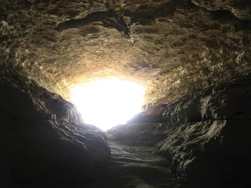 A view of the tunnel like cave of Cave-In-Rock State Park. 