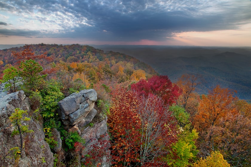 Autumn colors cover Appalachian mountainsides on Virginia's Blue Ridge Parkway. All of the National Parkways and Trails can be found on Dinkum Tribe's list of national parks and monuments by state. Image from GPA Photo Archive.