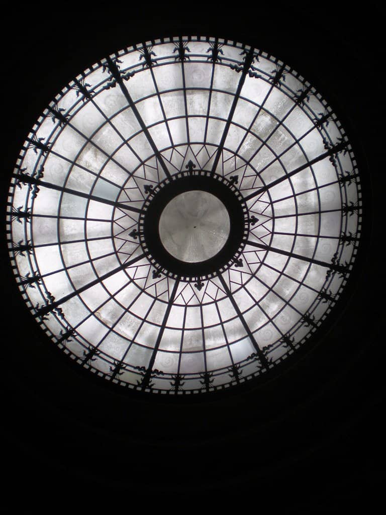 An ornate skylight lets light inside the George Rogers Clark Memorial at George Rogers Clark National Historical Park.