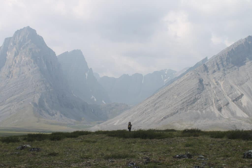 A lone hiker walks among Alaska's rugged peaks. You can find all of Alaska's National Parks at Dinkum Tribes' List of National Parks and Monuments by State. Image by NPS / Rachel Sullivan.