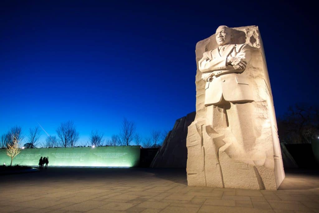 Martin Luther King, Jr. stands with determination at the Martin Luther King, Jr. Memorial. All of the national parks of Washington D.C. can be found on Dinkum Tribes' List of National Parks and Monuments by State. Image by NPS.