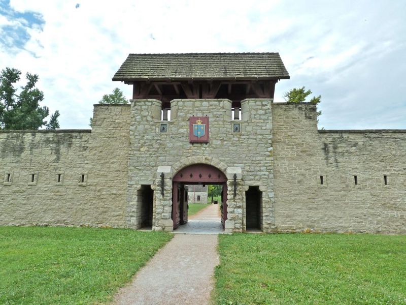 A formidable stone gateway welcome visitors to Fort de Chartres. Fort de Chartres is one of the 37 best things to do in Southern Illinois.