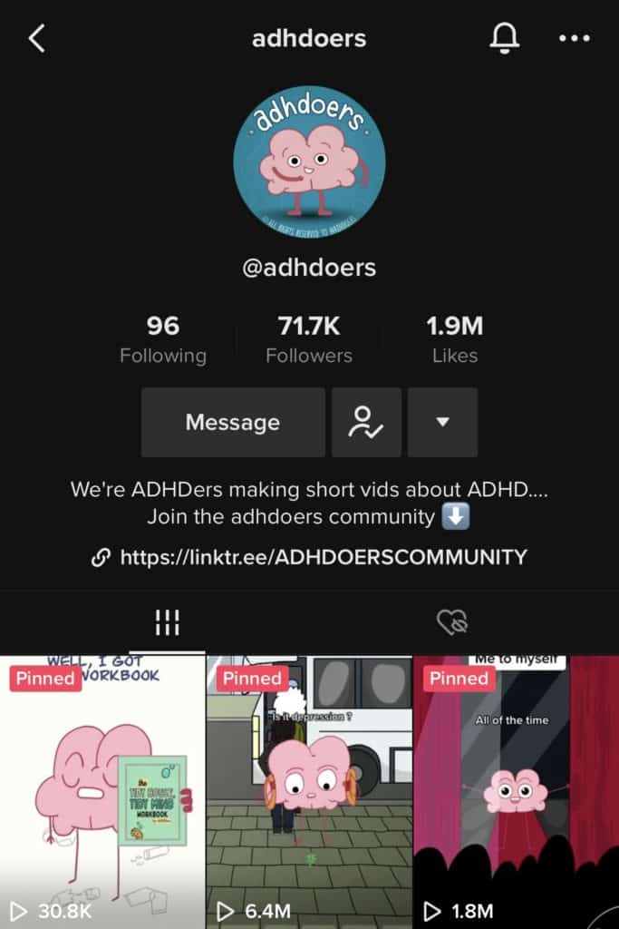 ADHDoers TikTok profile. 