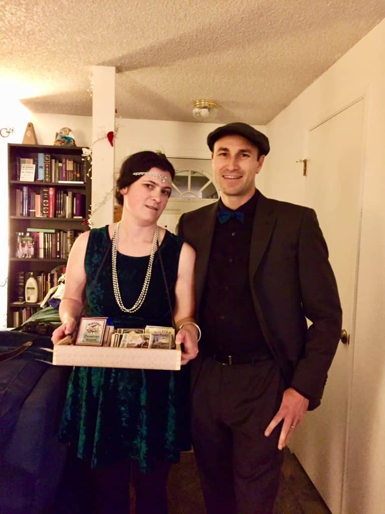Couple dressed in 1920s costumes.