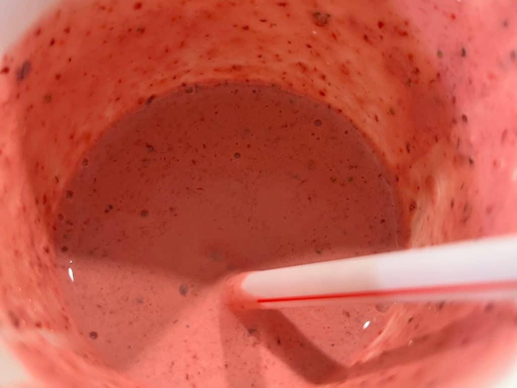 Pink strawberry smoothie. Valentine's breakfast ideas kids love.