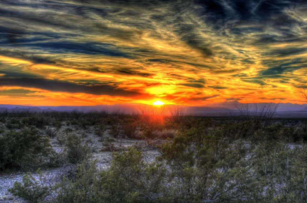 The sun rises over the Chihuahau desert at Big Bend National Park. 