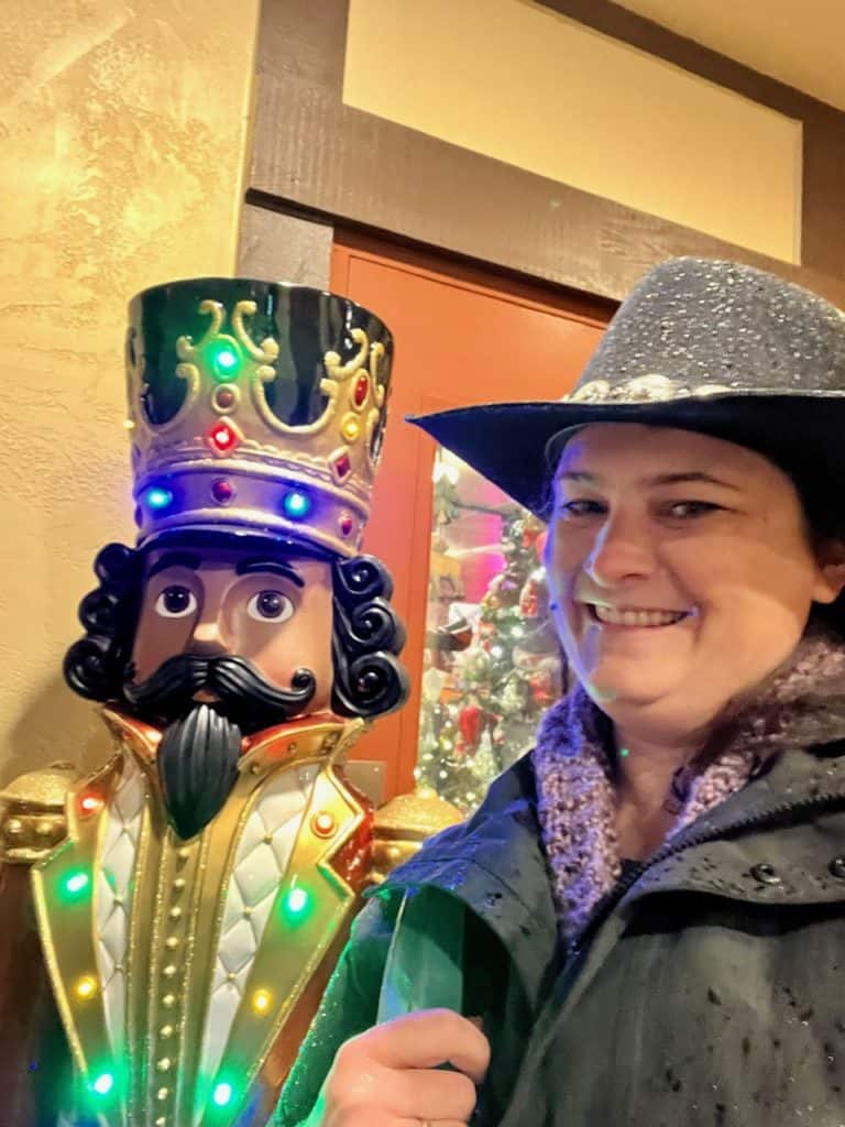Smiling woman with nutcracker.