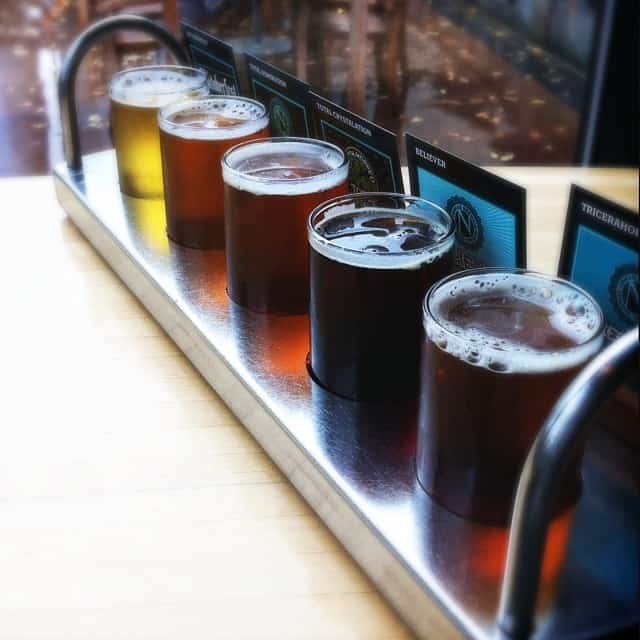 A beer flight at Ninkasi brewery. Ninkasi is one of the premier Eugene Oregon breweries.