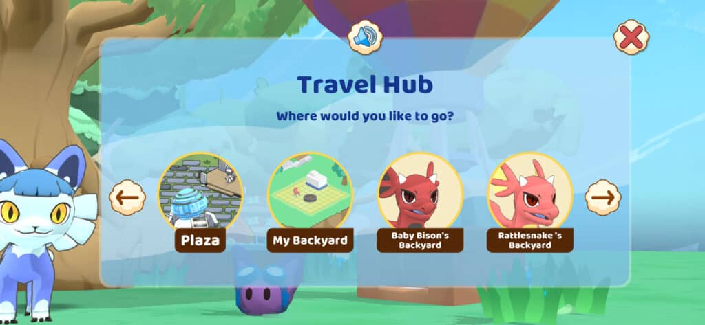 screenshot of Travel Hub inside the Joon Game app