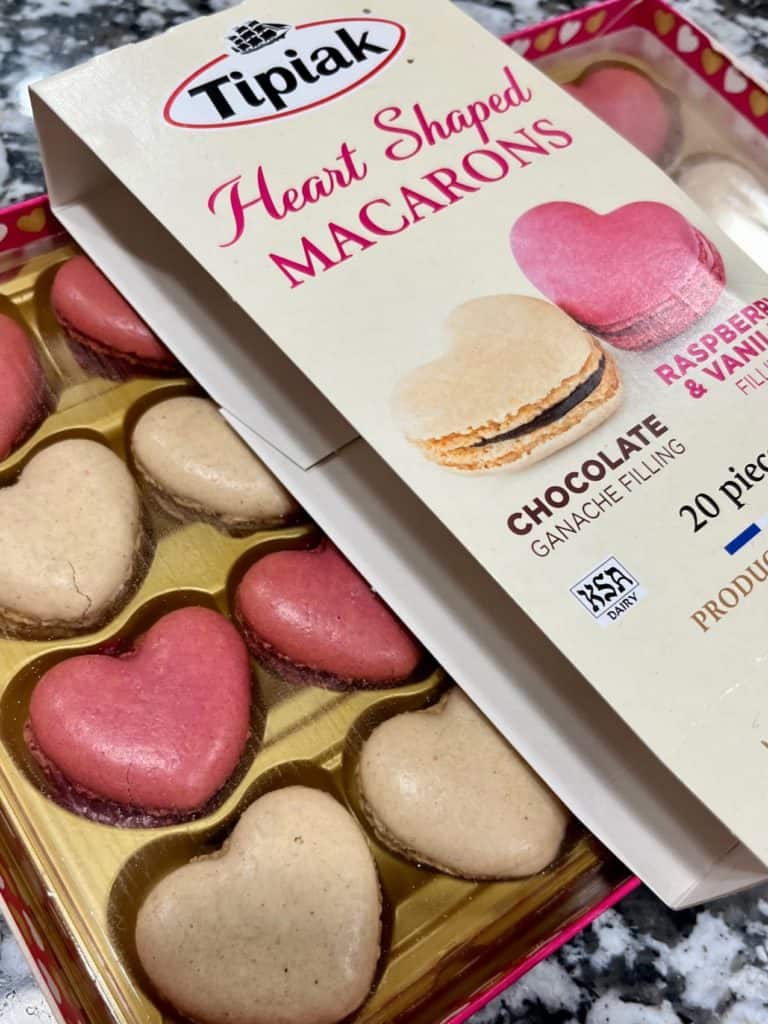 Heart shaped macarons for Valentine's Day.