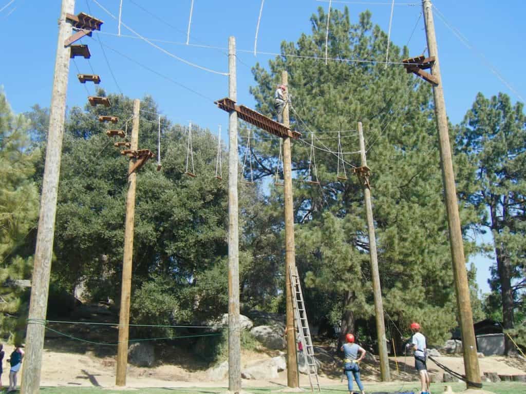 High ropes course at Pine Valley Conference Center. Winter activities for teens 