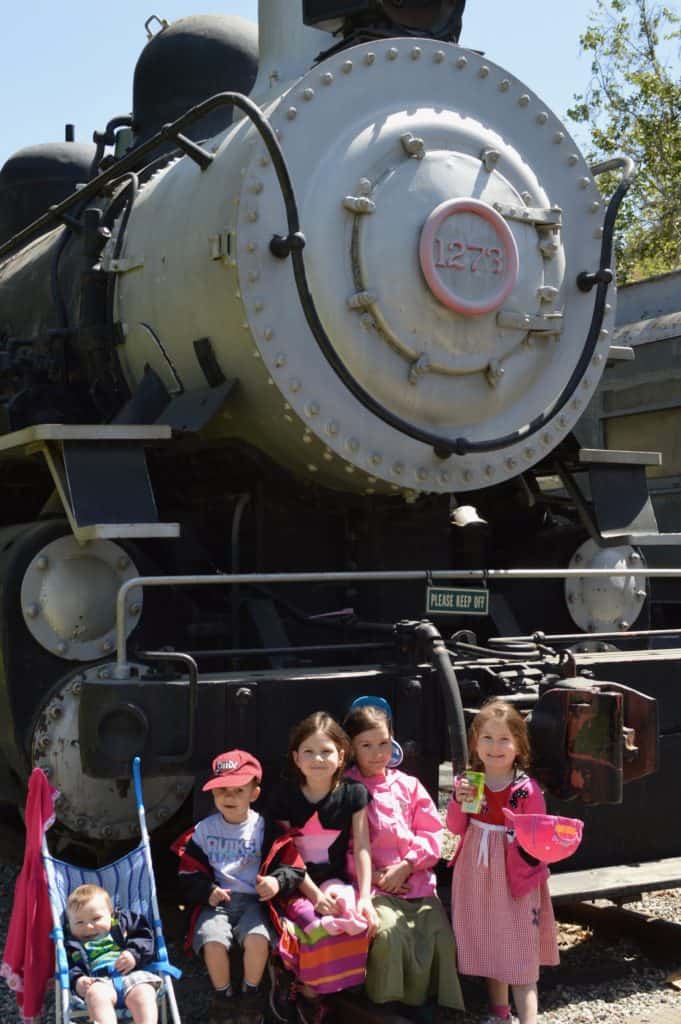 Our 5 kids in front of an old steam locomotive. No contact with toxic family