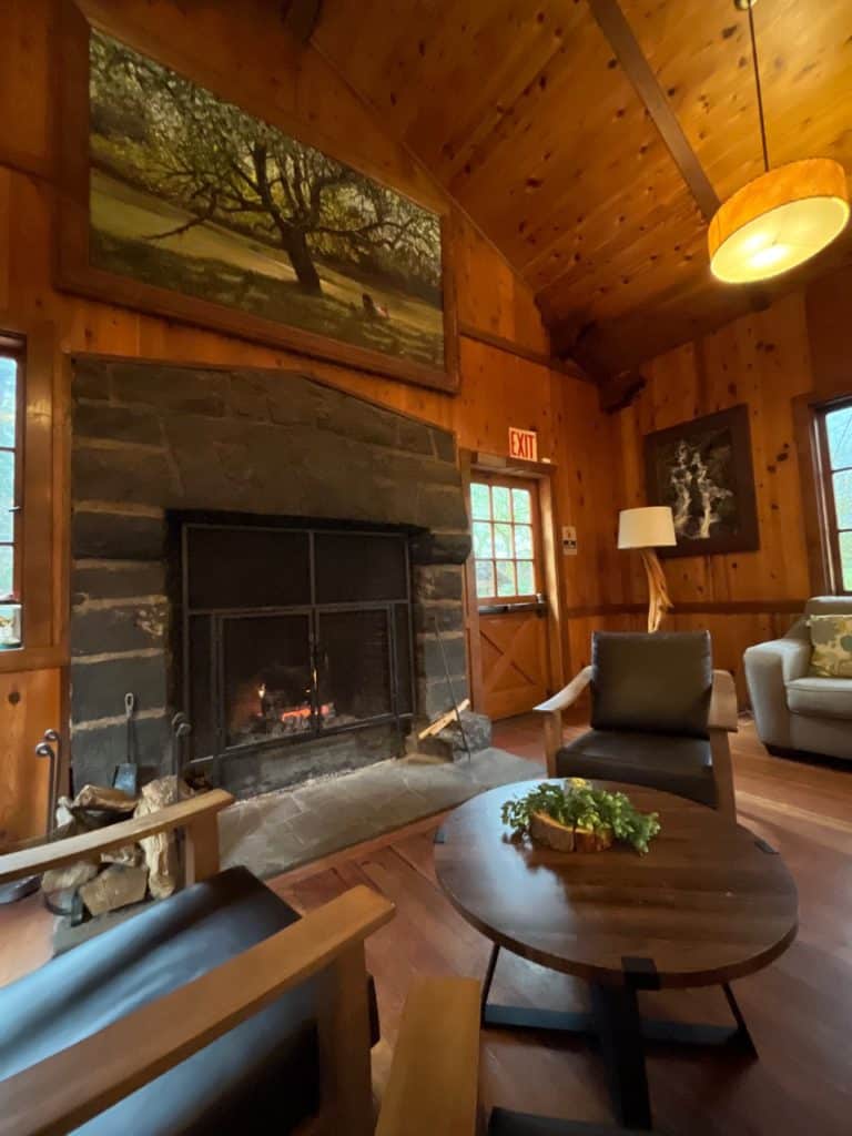 A warm fire and comfortable seats welcome guests to The Big Leaf Coffeehouse and Grill at Smith Creek Village.