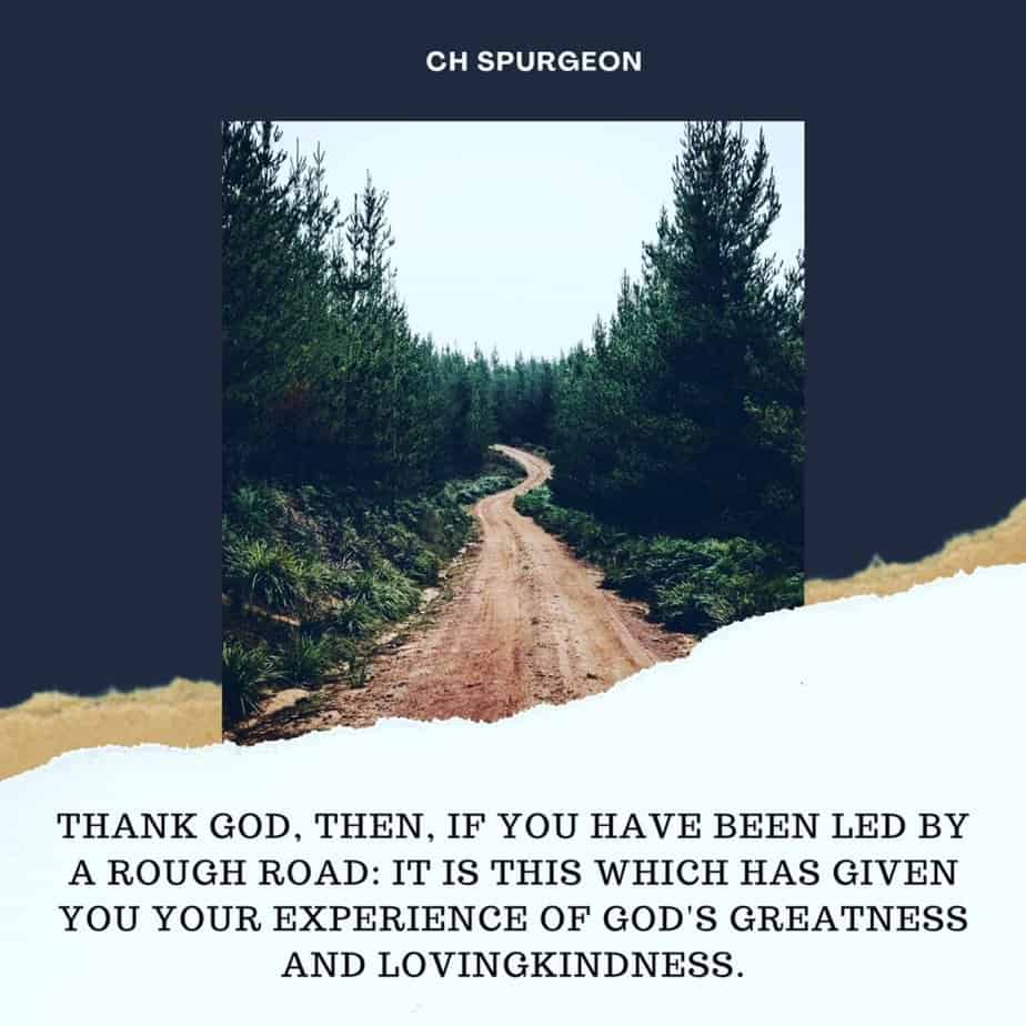 Quote below image of road. "Thank God, then if you have been led by a rough road: it is this which has given you your experience of God's greatness and loving kindness." C. H. Spurgeon. Adult bullies demonstrate by contrast God's goodness.