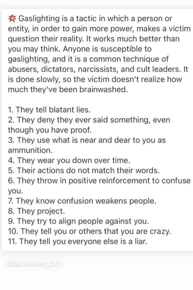 Gaslighting tactics. Reactions to boundaries. 