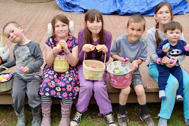 6 kids with Easter Baskets. non candy ideas for easter baskets.