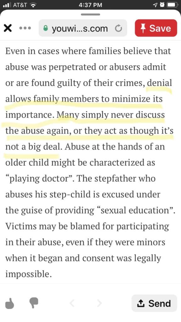 Why family members choose to ignore abuse.