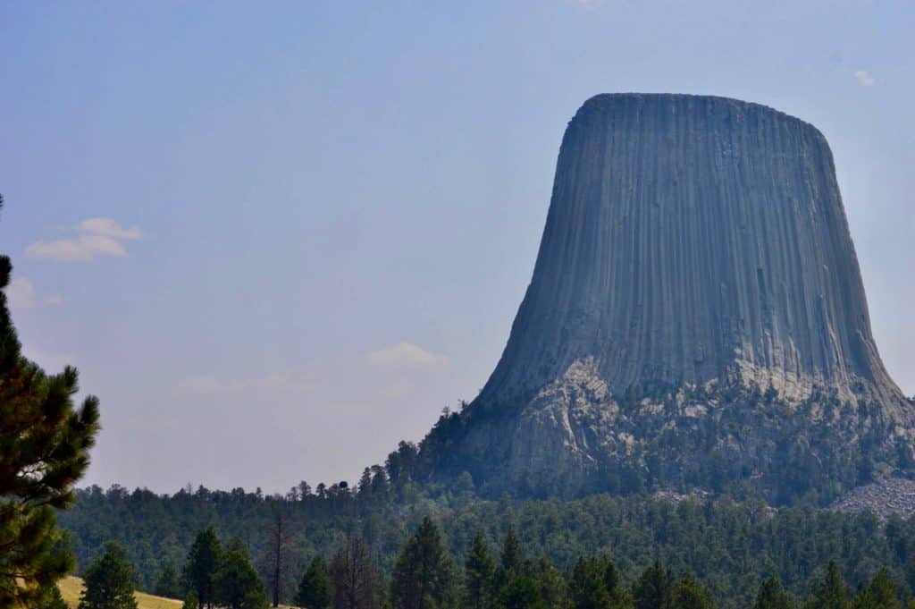 Devil's Tower dominates the Wyoming countryside. Devil's Tower is one of the best things to see along I-90 in Wyoming.