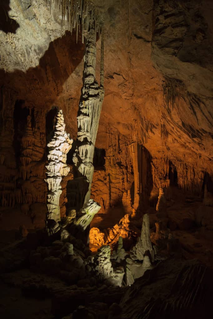 Lights illumine limestone formations at Lewis & Clark Caverns State Park. Lewis & Clark Caverns SP is one of the 21 best museums in Bozeman and the Bozeman area.