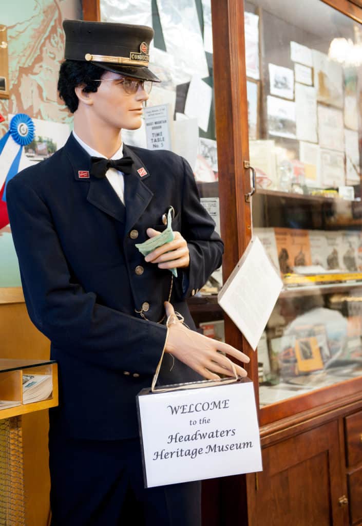 A manequin sports a Milwaukee Railroad uniform at Headwaters Heritage Museum. Headwater Heritage Museum is one of the 21 best museums in Bozeman and the Bozeman area.
