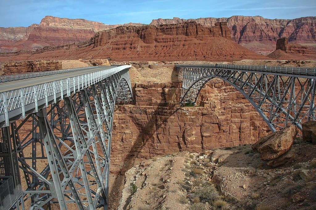 Both spans of the Navajo Bridge welcome drivers to the beauties of Arizona.