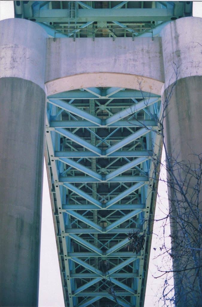 The understructure of the Emlenton Bridge towers above in this picture. The Emlenton Bridge is one of the highest bridges in the US.