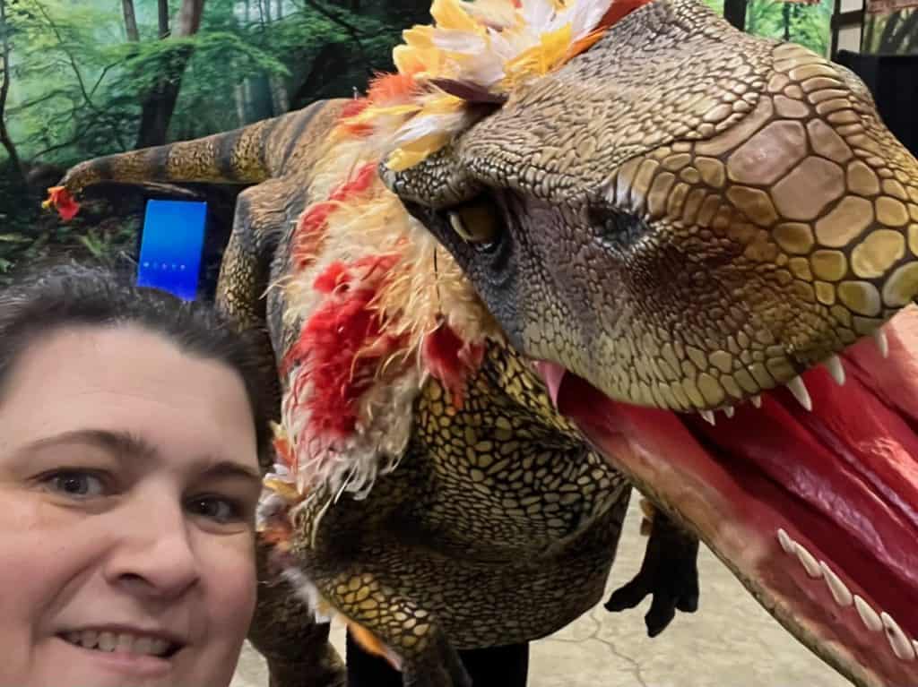 Selfie with Diego the Utah Raptor. dinosaur gifts for a 5 year old