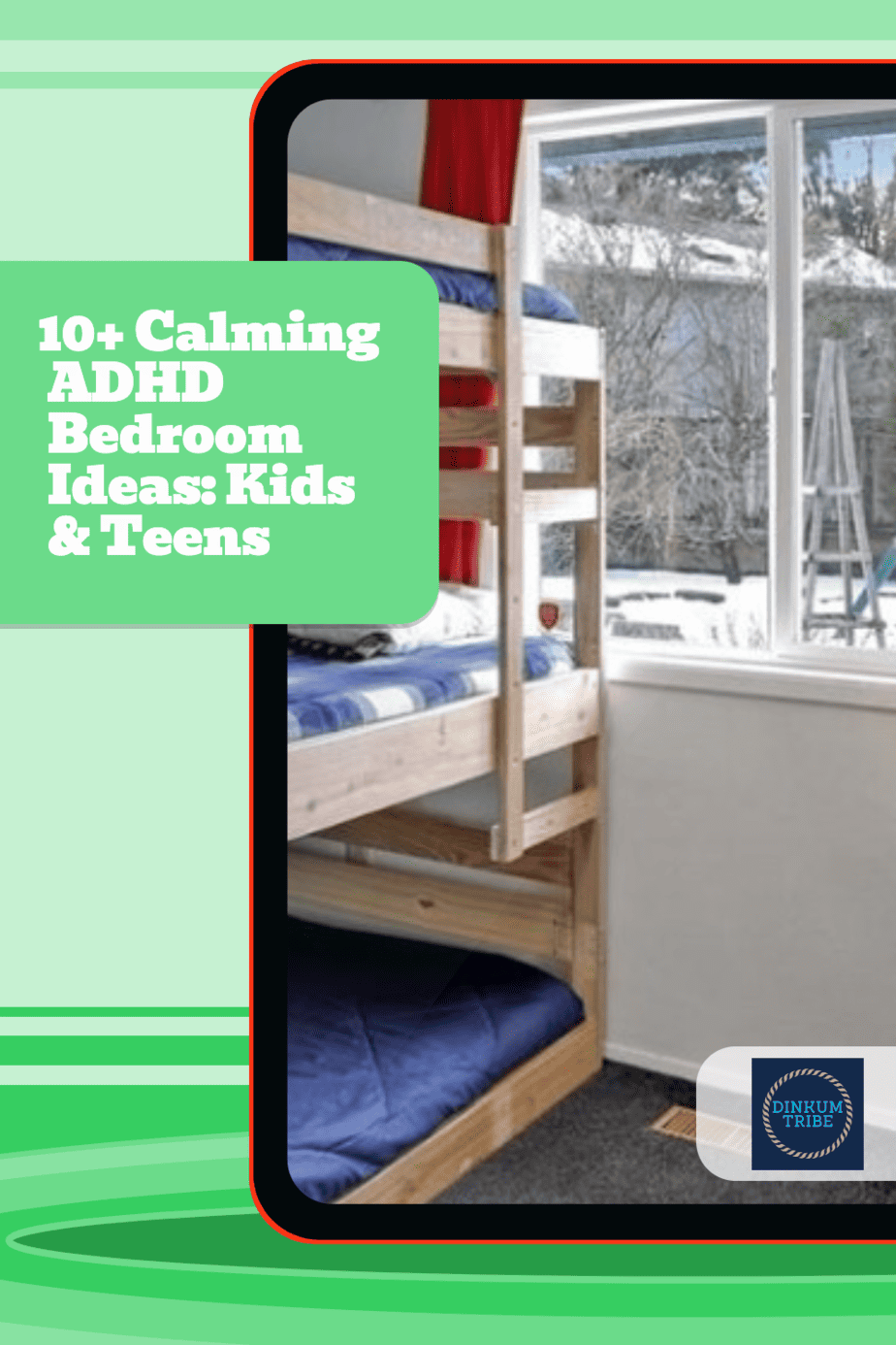 Pinnable image for calming ADHD bedroom ideas.