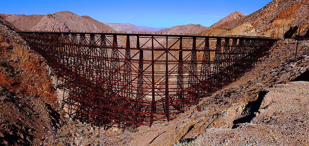 The Goat Canyon Trestle stands in the desert wildlands of Anza Borrego desert.