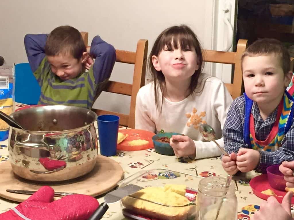 Kids at the dinner table. Repairing a Parenting mistake with teens.