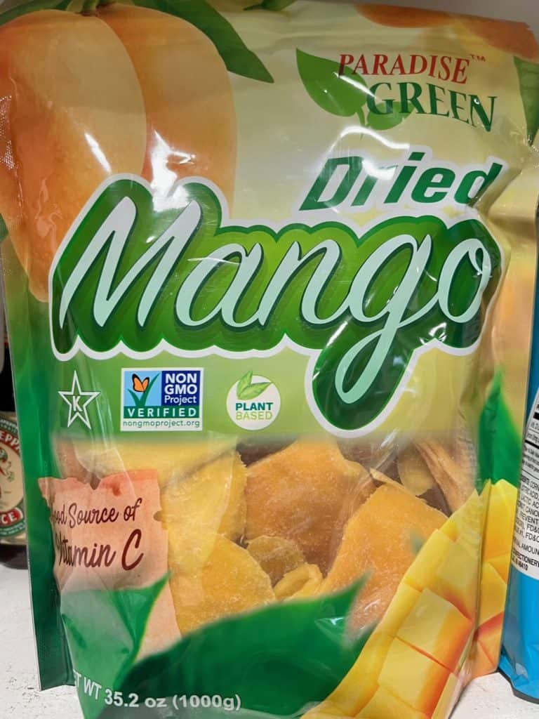 Paradise Green dried mangos. best canned foods for camping.