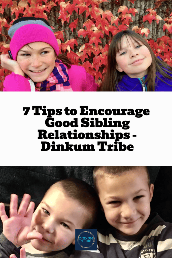 Pinnable image for encouraging good sibling relationships.
