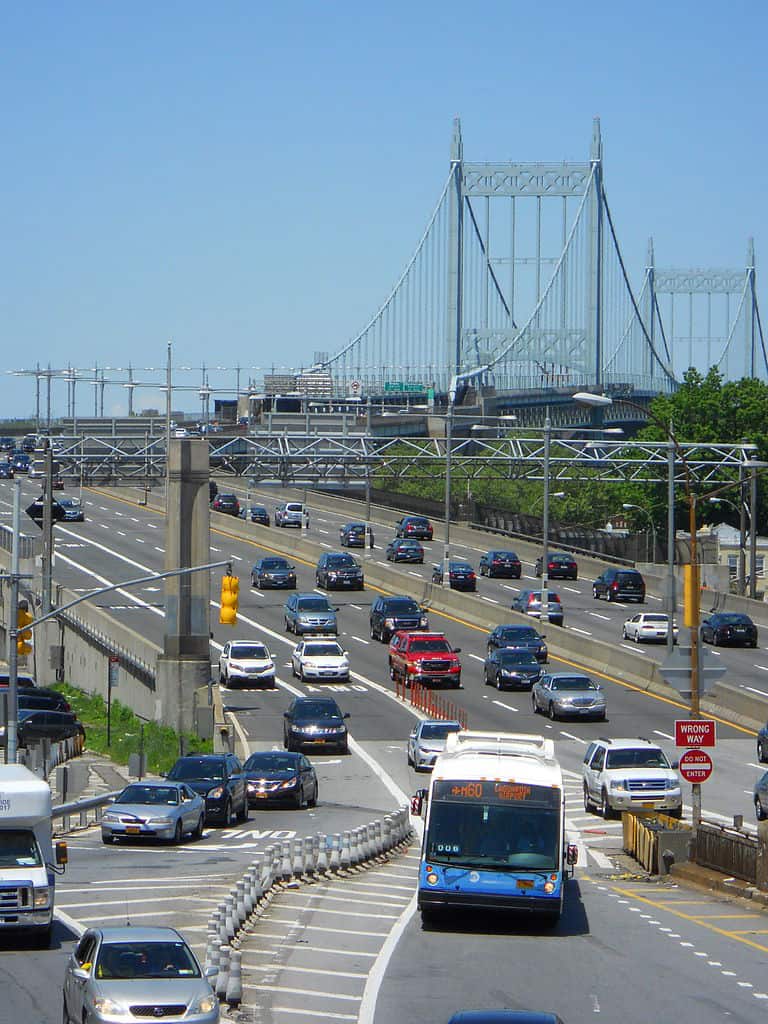 Traffic makes its way on and off the Triborough Brigde.