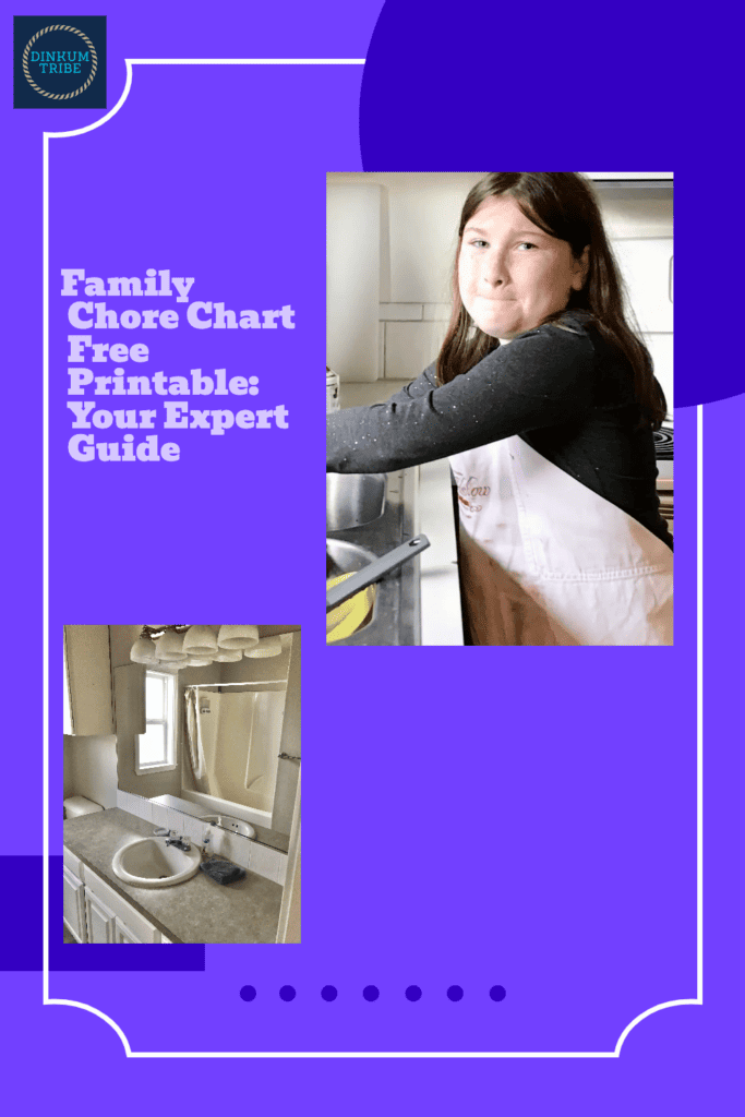 Pinnable image for family chore chart free printable