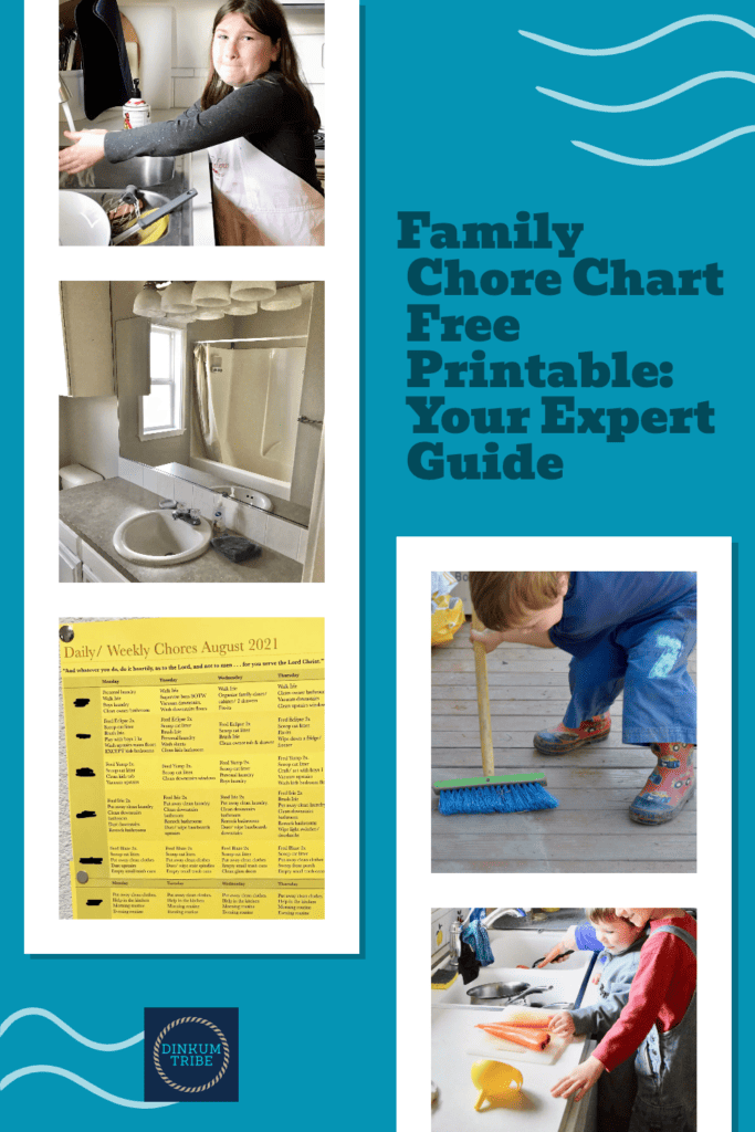 Pinnable image for family chore chart free printable