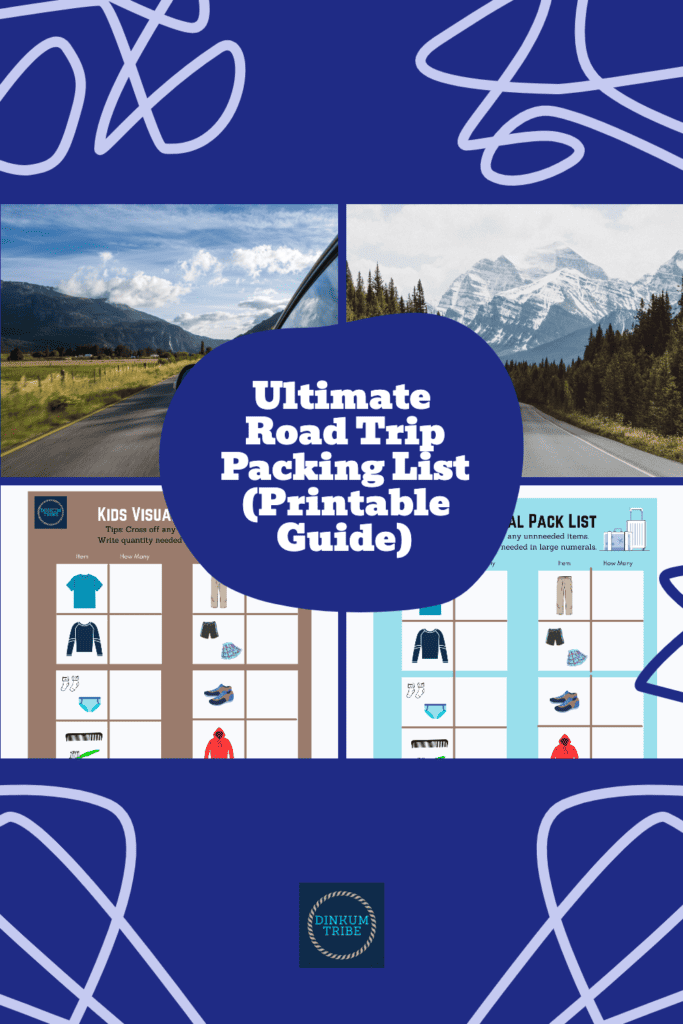 Pinnable image for road trip packing list printable.