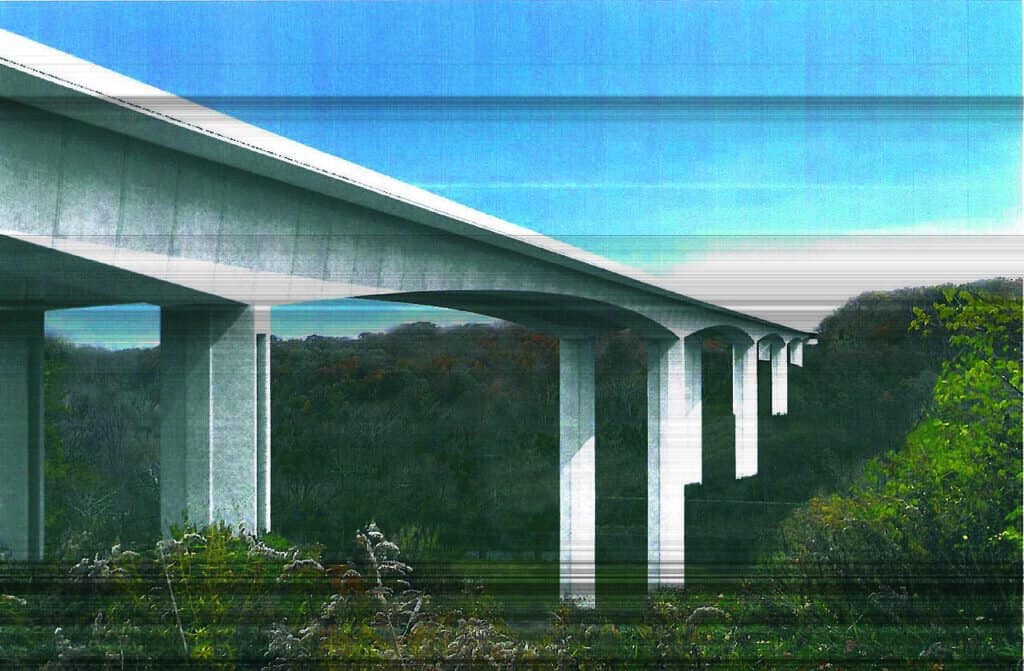 A design drawing of the Jeremiah Morrow Bridge. 